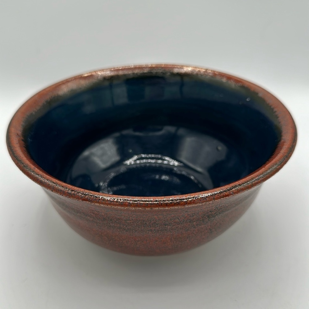 Signed glazed pottery serving bowl